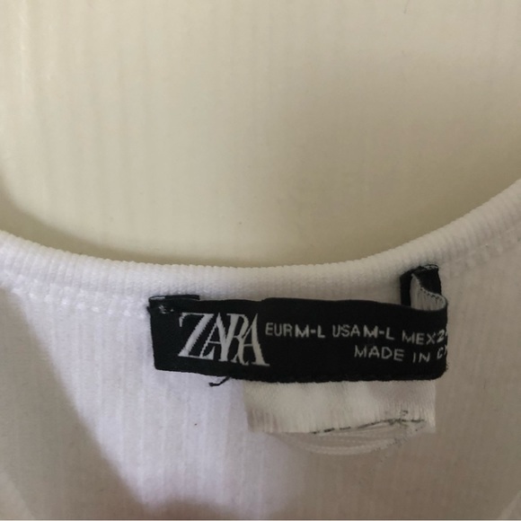 Zara White Ribbed Cut-out tank top (size M-L) - Picture 3 of 6